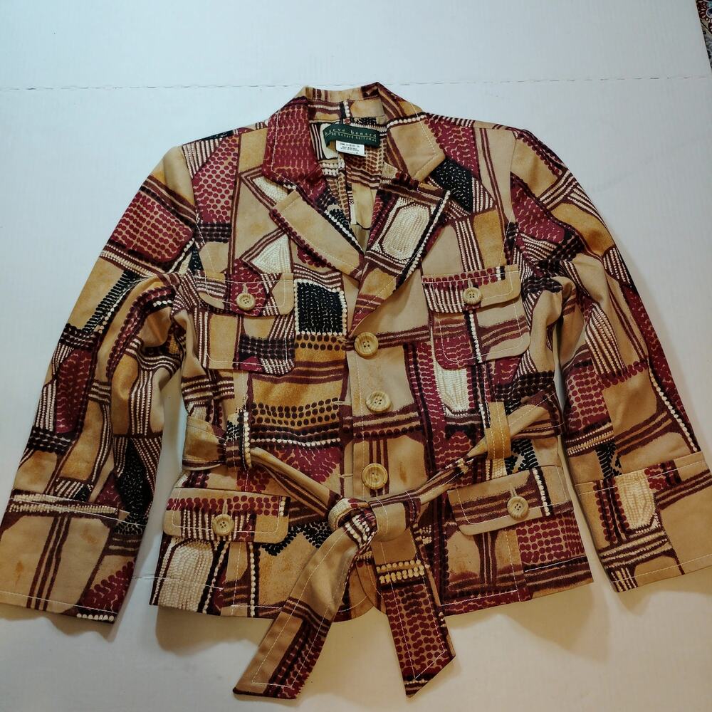 Vintage Harve Benard by Benard Holtzman Patchwork Blazer Jacket Earthy Size 6